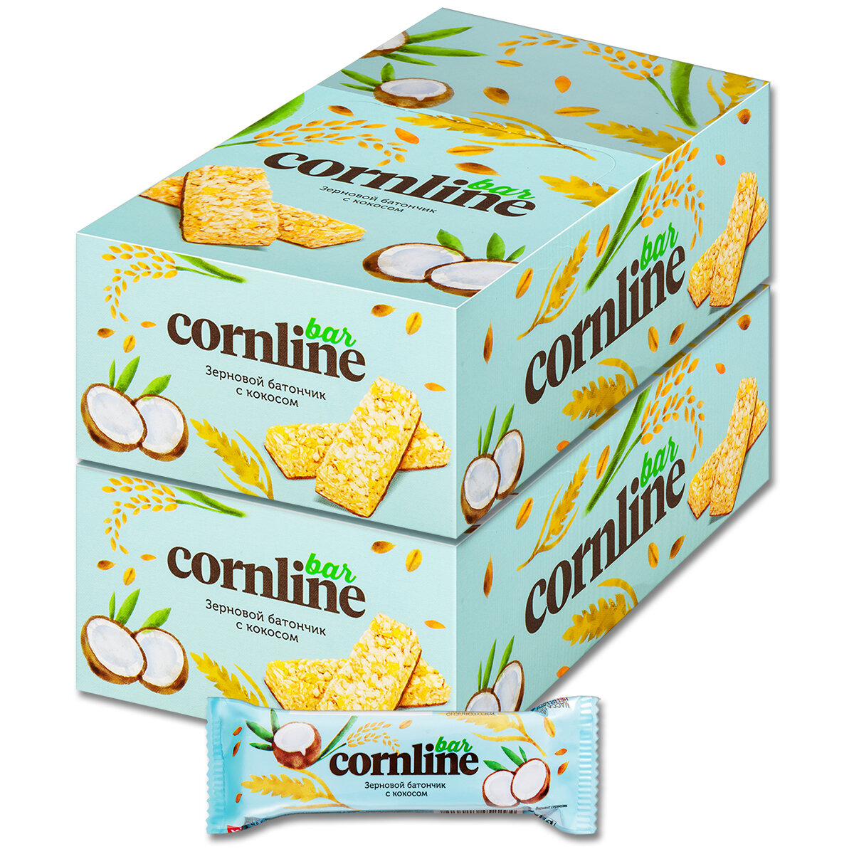 Злаковой батончик "Cornline Bar" зерновой с кокосом, 30 г, 36 шт.