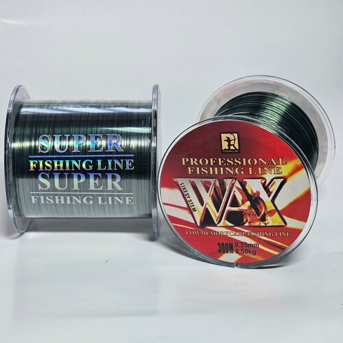 Леска для рыбалки WAX, монофильная, зеленая, диаметр 0,18 мм, разрывная нагрузка 5,10 кг, намотка 300 м