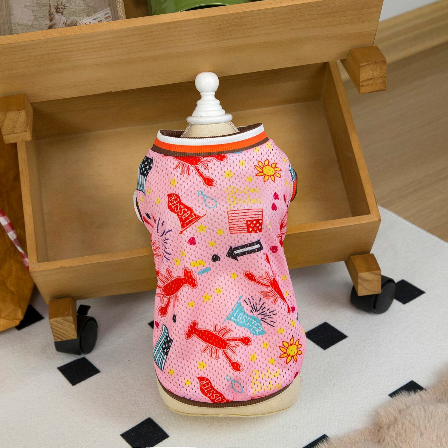 Легкая весенне-летняя футболка с узором маленькой собачки для домашних питомцев