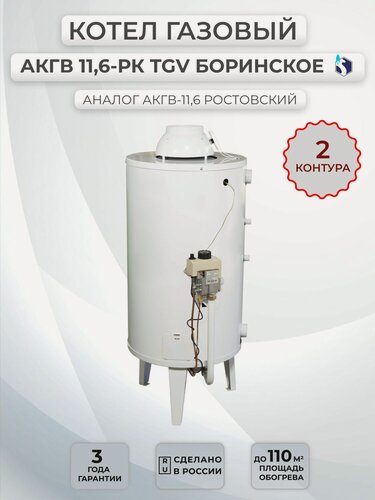 Изображение товара Котел АКГВ-11,6 РК TGV Боринское газовый напольный двухконтурный