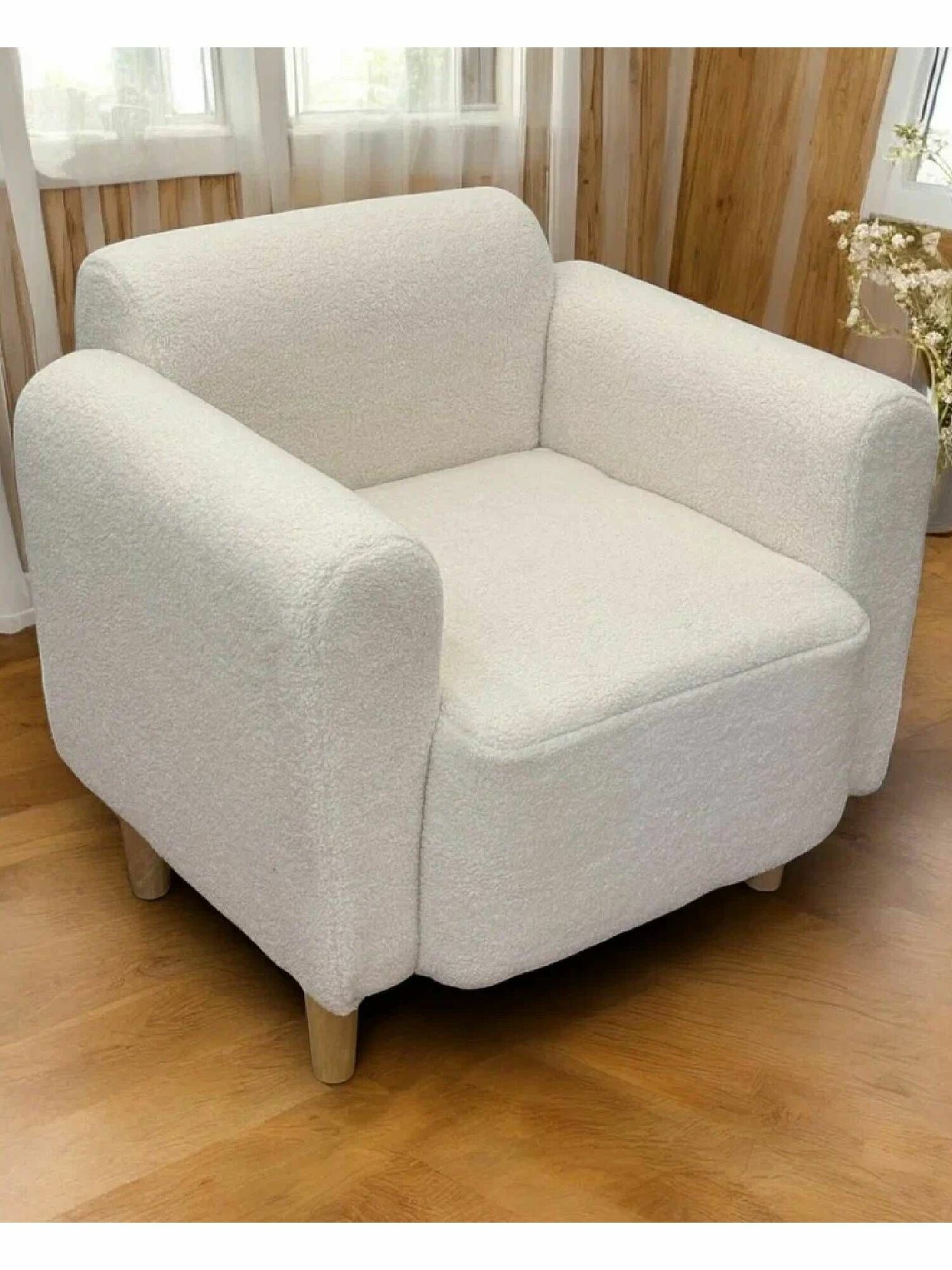 Кресло Рондо в гостиную, мягкое для дома и отдыха, букле Lamb Eco 1