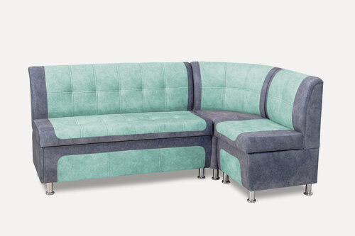 Изображение товара Кухонный уголок, кухонный диван, Линия Стиля "Трапеза-2", угловой, с ящиками, велюр, серый, бирюзовый