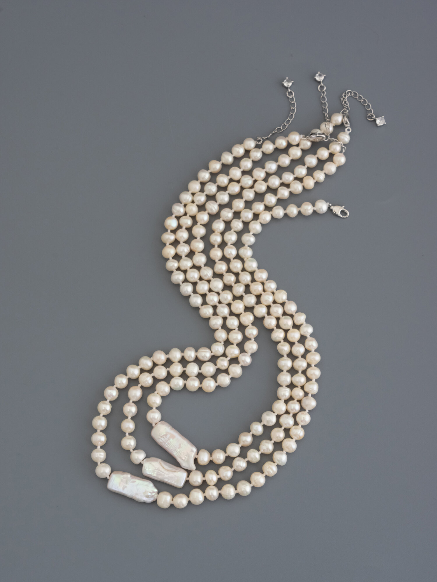 Бусы ЖемАрт, жемчуг пресноводный, жемчуг пресноводный культивированный, жемчуг культивированный, белый/серебристый — фото 1