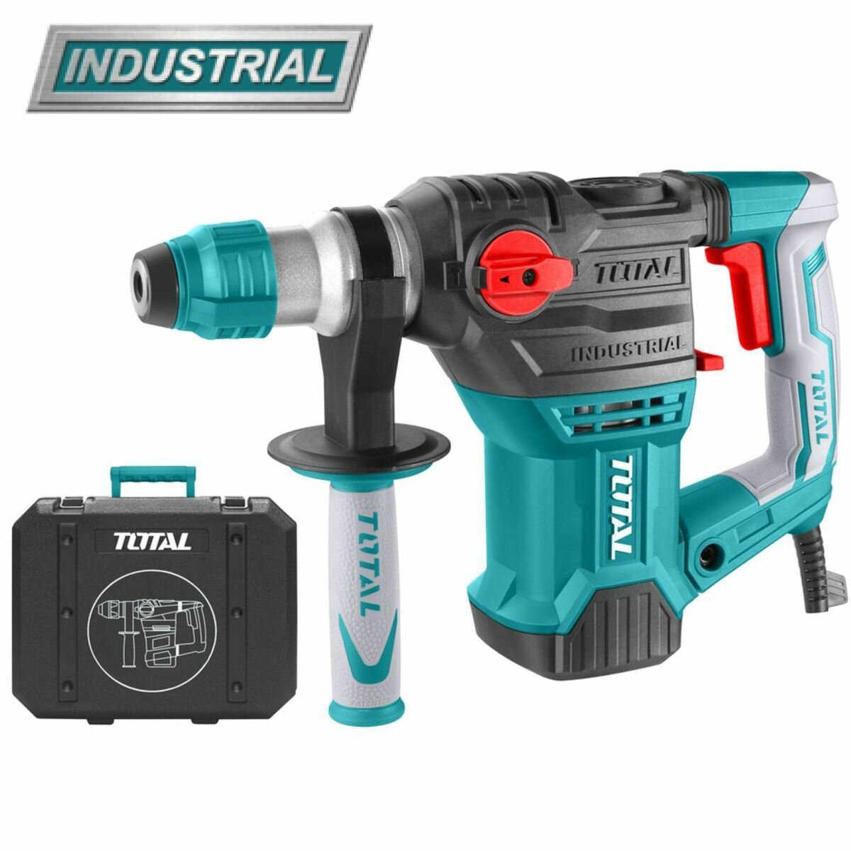 Перфоратор TOTAL TH1153216, 1500Вт, SDS-Plus, кейс, реверс, 7,5 кг