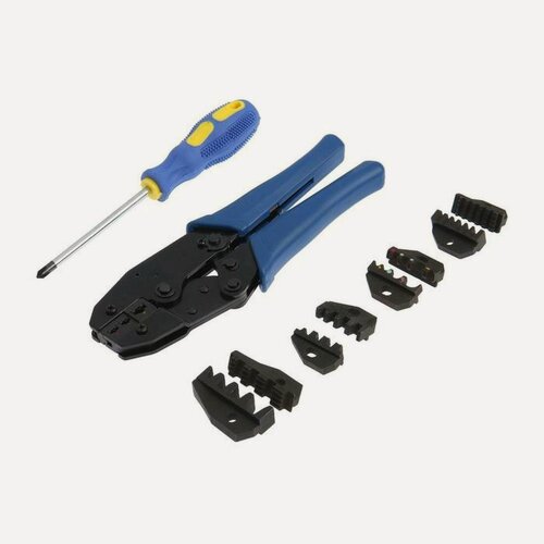 Изображение товара Пресс-клещи в сумке тундра, 5 матриц + отвертка, для опрессовки наконечников проводов