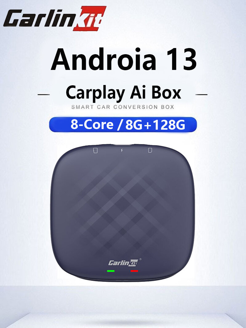 Автомобильный адаптер Carlinkit Carplay Ai Box QCM6125, Android 13, 8+128GB, Bluetooth, Wi-Fi, 4G LTE, Чёрный