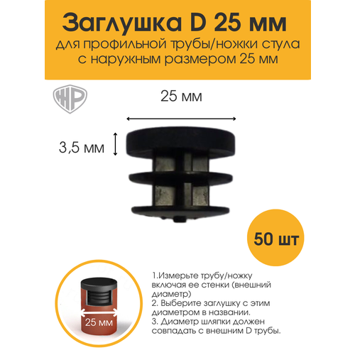 фото Заглушки мебельные 25 мм для профильной трубы ножки стула (50шт). накладки-протекторы для мебели железное решение