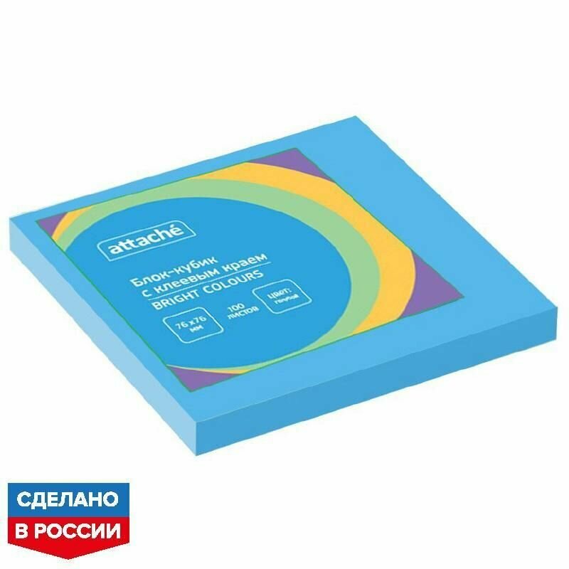 Стикеры Attache Simple 76х76 мм пастельные голубые (1 блок, 100 листов)