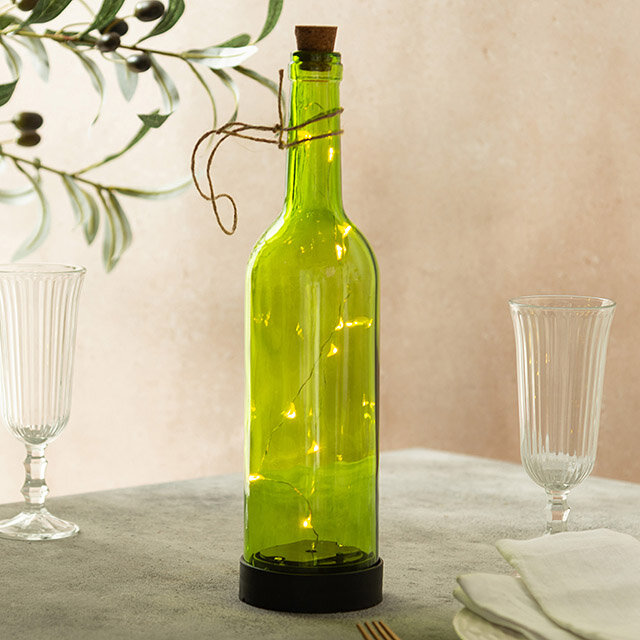 Садовый светильник-бутылка Solar Firefly на солнечной батарее 31 см 10 теплых белых LED ламп зелёный IP44 Star Trading 480-29