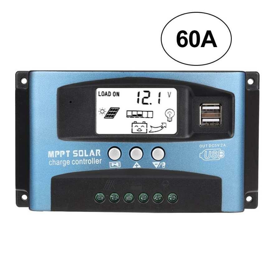 MPPT 40/50/60/100A Контроллер солнечного заряда Dual USB LCD Дисплей 12 В 24 В