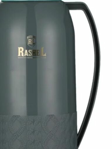 Термос со стеклянной колбой RASHEL R-31/180 Объем-1.8л, Крышка/чашка, С ручкой, Серый/Бирюзовый — фото 1