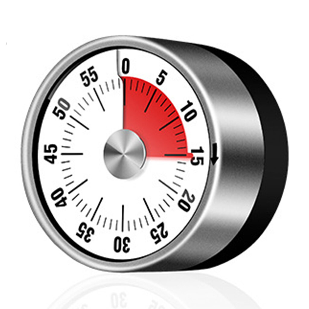 Stainless Steel Visual Timer Kitchen Round Mechanical Timer 60Minutes Alarm Cooking Timer with Loud Alarm Magnetic Clock