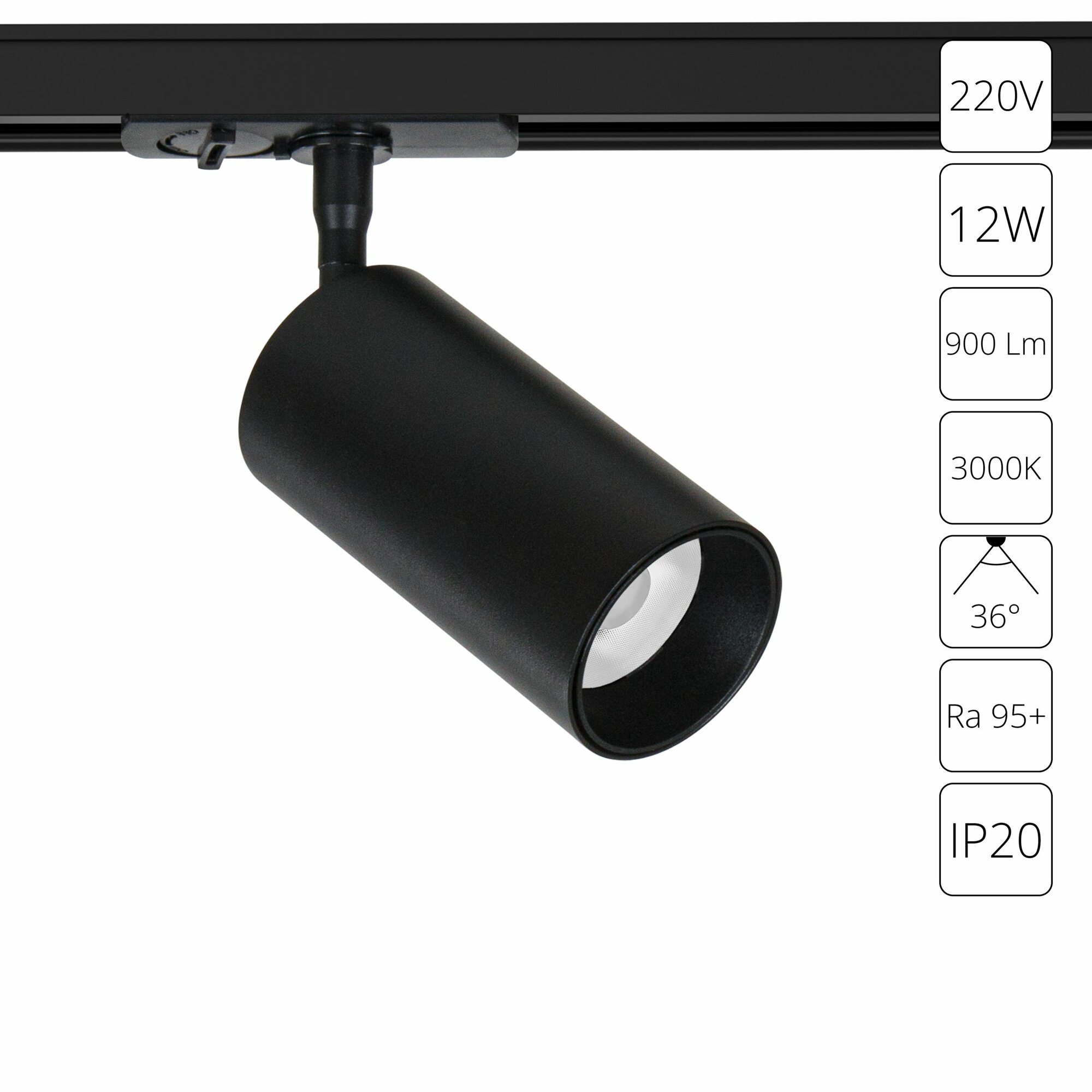 Трековый светильник Arte Lamp AERO A1336PL-1BK, 900Лм, 3000К, LED, черный