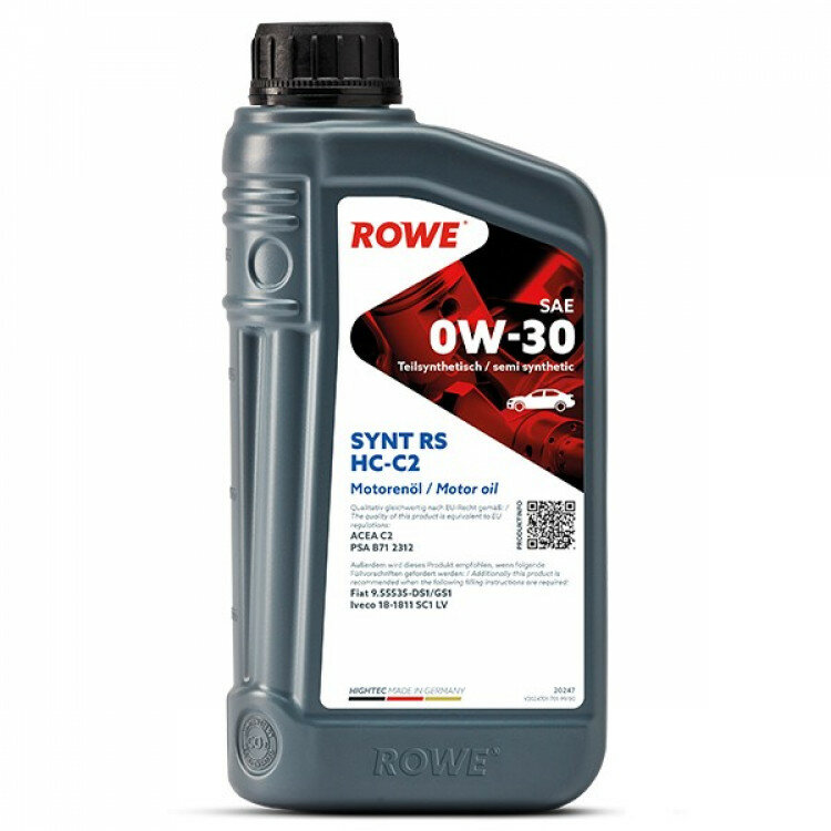Масло моторное полусинтетическое Rowe Hightec Synt RS HC-C2 SAE 0W-30 ACEA C2 1 Л