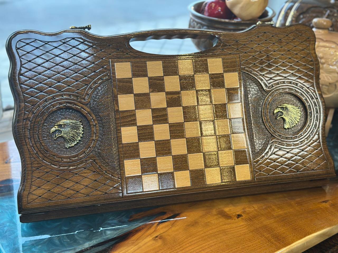 Нарды Handle "Орёл", резные, ручная работа, дорожные, 30x60см — фото 1