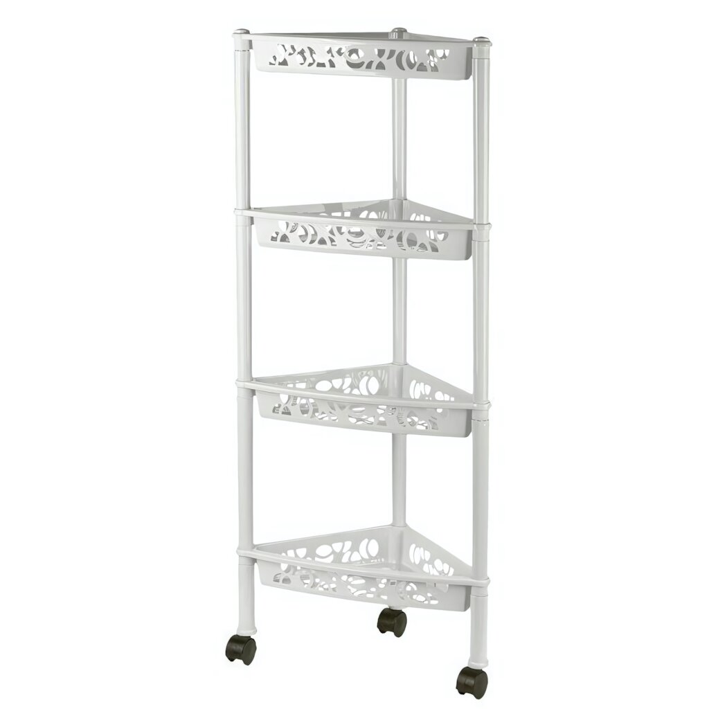 Этажерка угловая Keeplex Light на колесиках 4 полки белое облако 383х222х935см