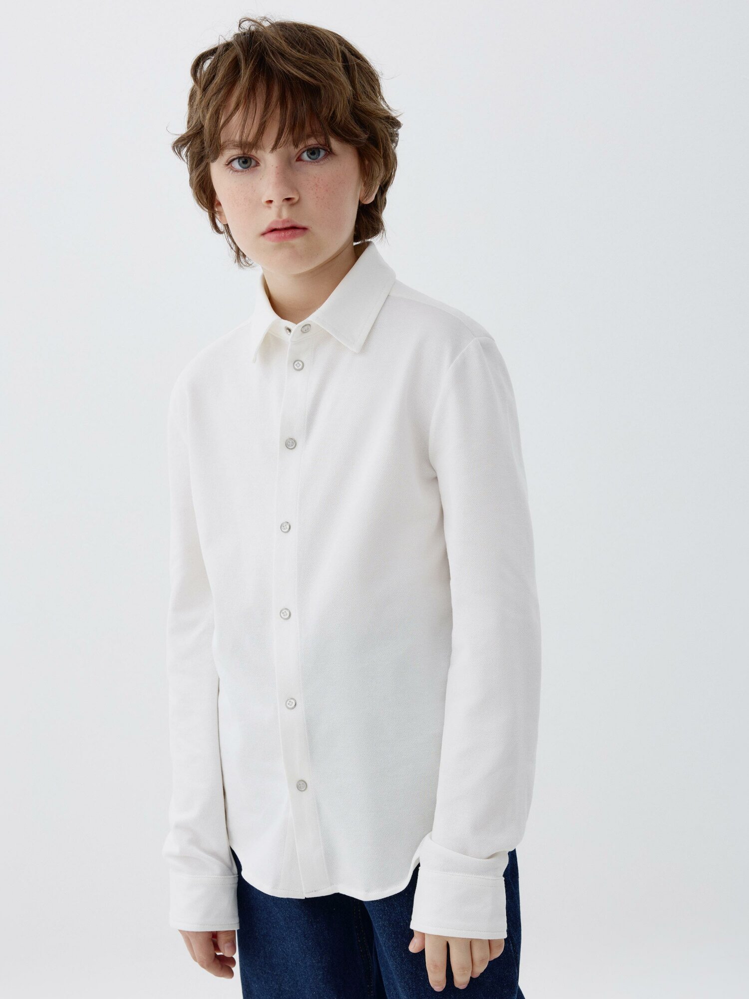 Школьная рубашка Sela размер 146 ваниль