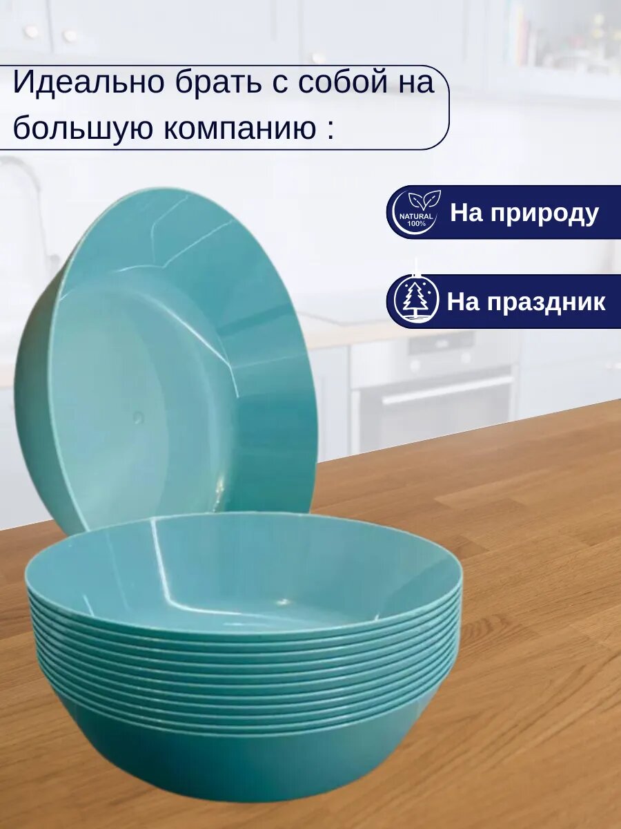 Тарелки набор пластиковые суповые диаметр 17 см 5 шт — фото 1