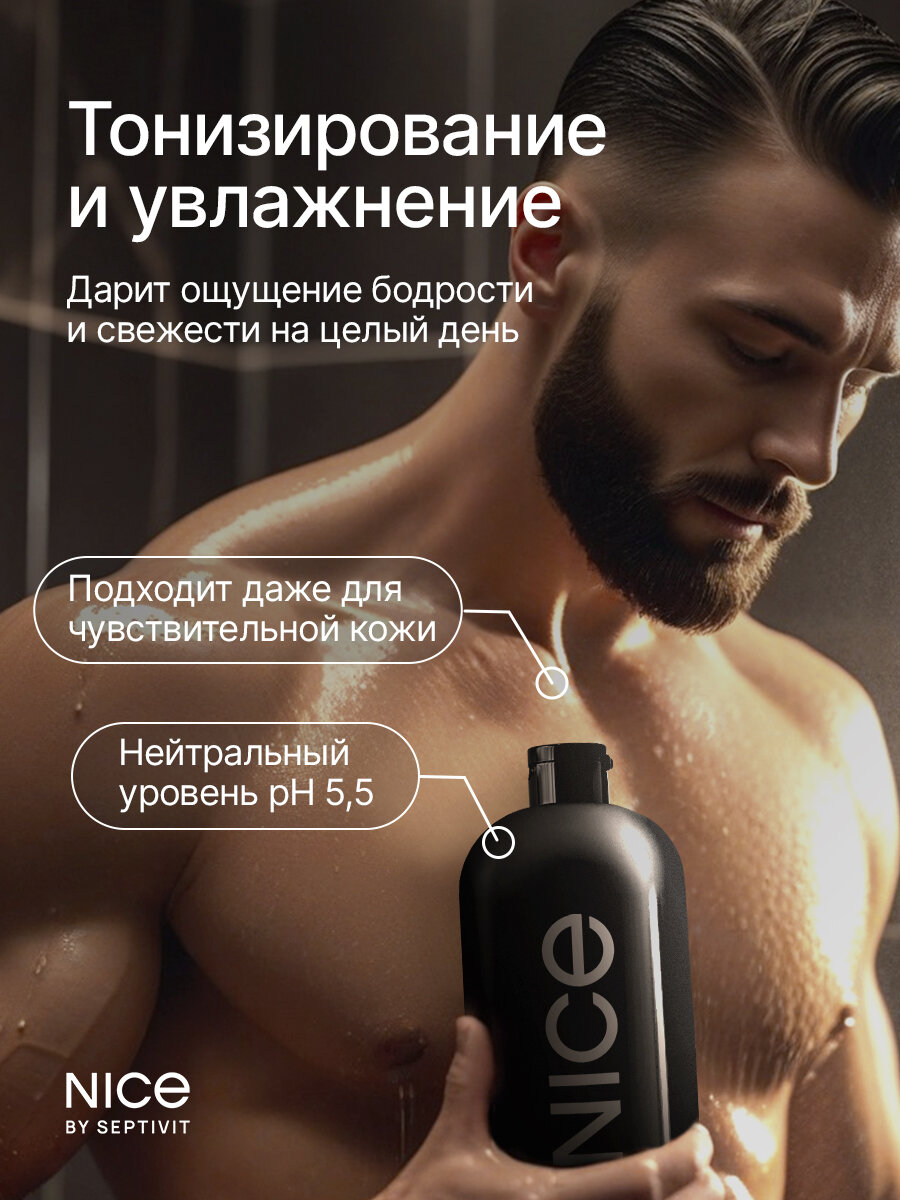 Шампуни Для Мужчин Шампунь 2 в 1 Nice by Septivit, гипоаллергенный, с ароматом черного перца, 1 л