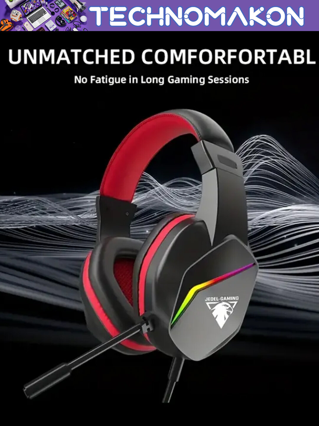 Игровые наушники JEDEL GH-269 PRO с объемным звуком 7.1, RGB, USB, с микрофоном