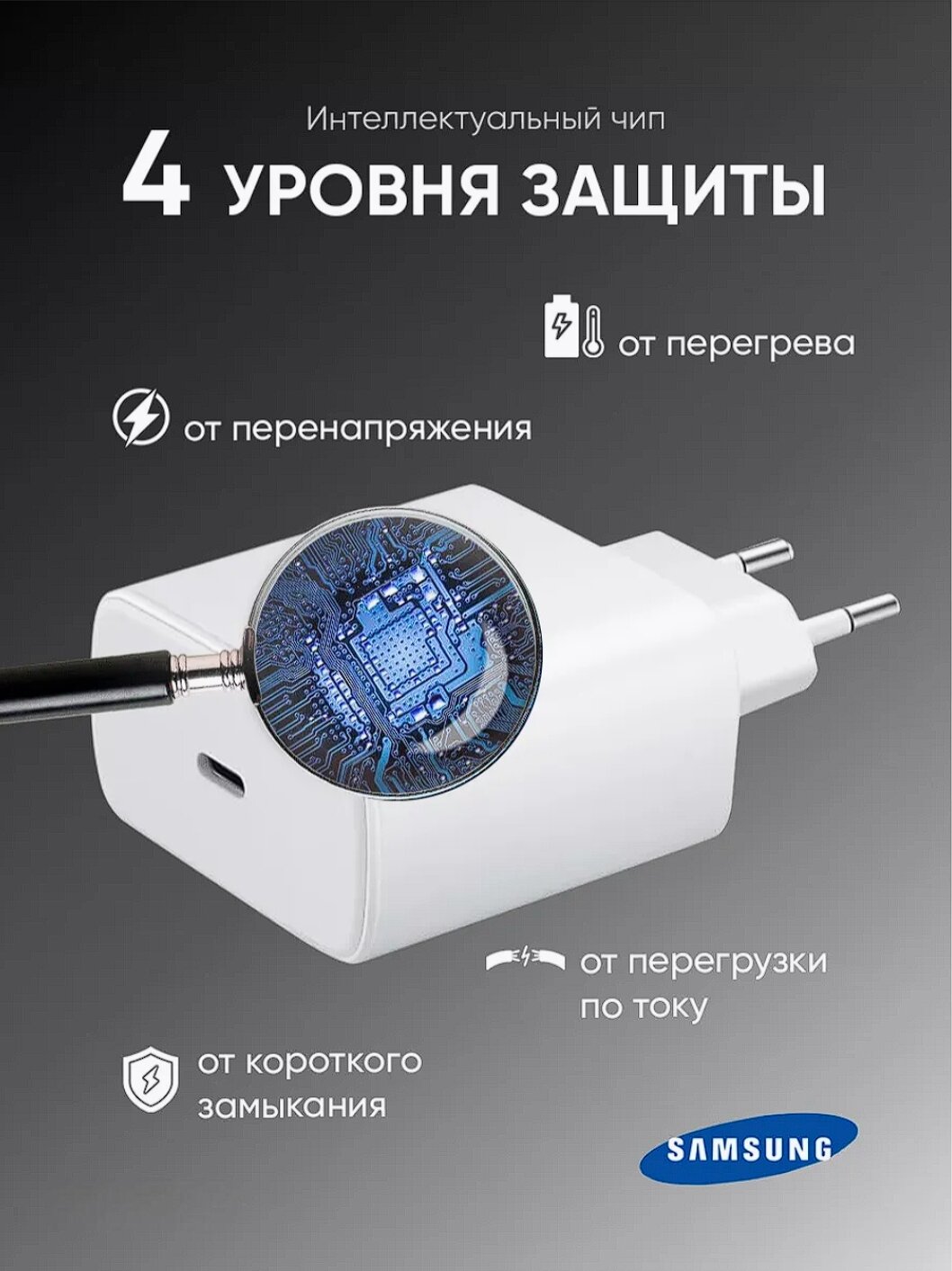 Зарядное устройство Samsung EP-TA845 45W PD Power Adapter TYPE-C Белый — фото 1