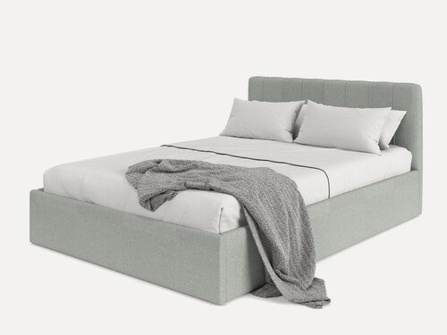 Изображение товара Кровать Soft Element Эра Grey 180х200, с мягким изголовьем, с подъемным механизмом, с ящиками, рогожка