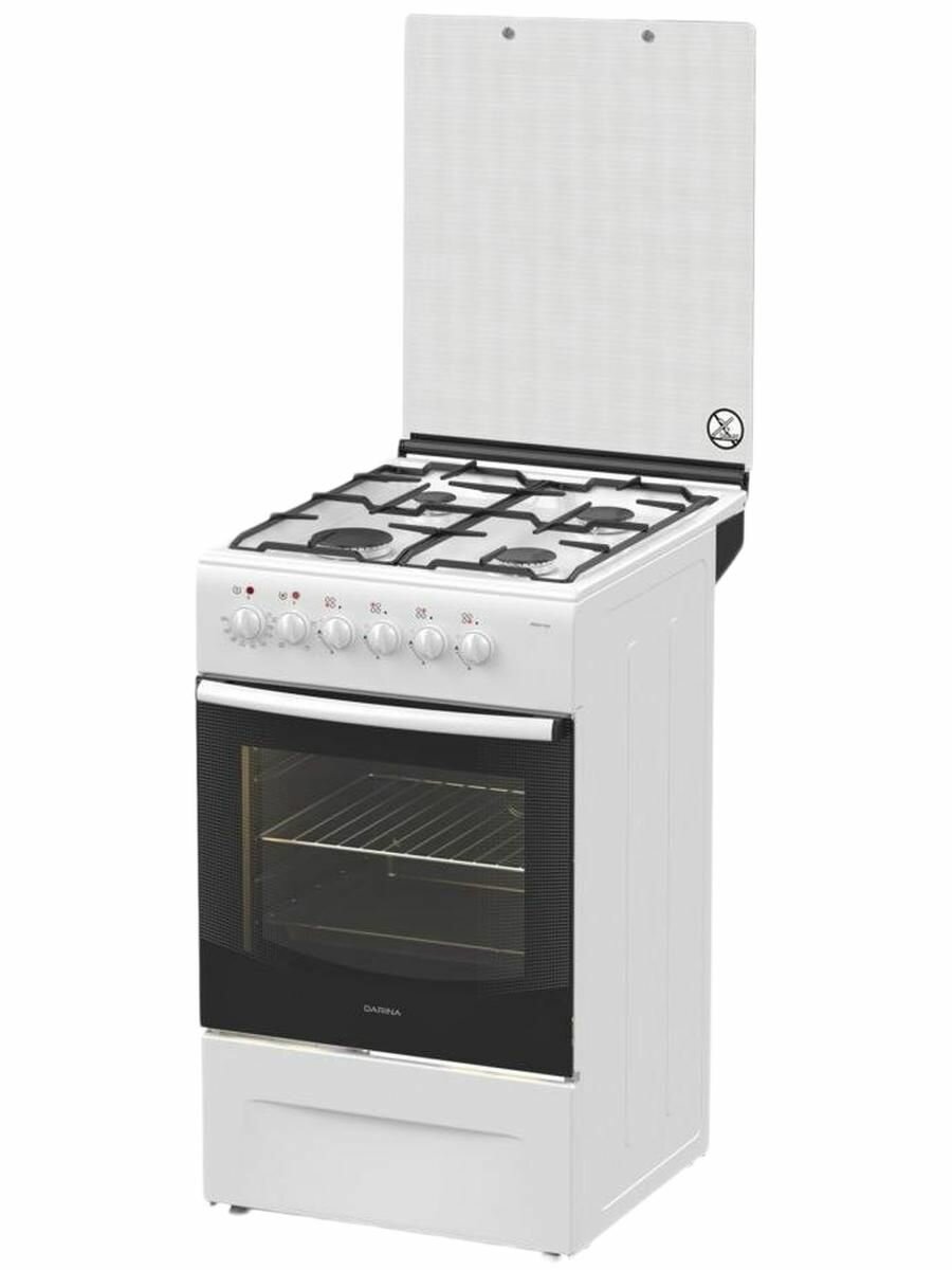 Плита Darina F KM 341 304W, 4 конфорки, электрическая духовка, откидная дверца, белая