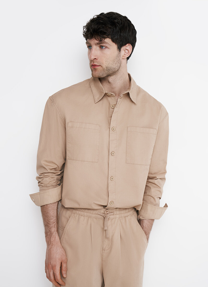 Рубашка O'STIN Весна-лето 2025, размер XL, светло-бежевый
