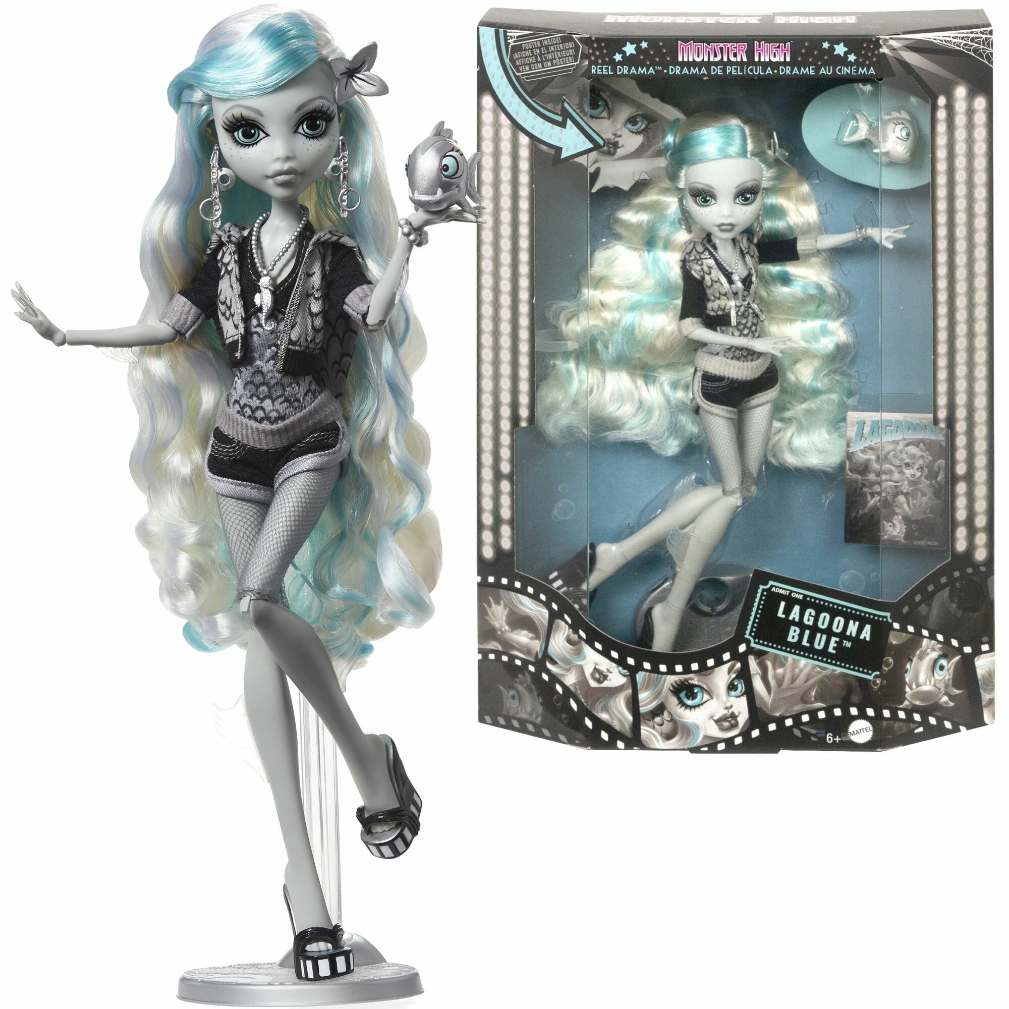 Кукла Mattel Monster High Reel Drama - Lagoona Blue Лагуна Блю - Кукла с аксессуарами Монстр Хай HKN30