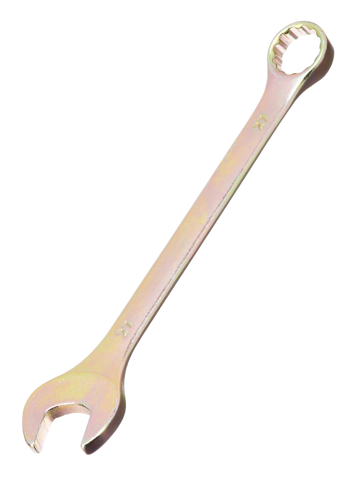 Ключ комбинированный Сибртех 27 мм 12 граней сталь 45 с желтым цинковым покрытием гаечный ключ 14987