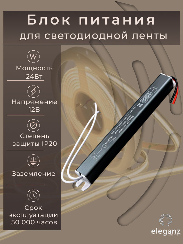 Блок питания для светодиодных лент 12v (карандаш) 