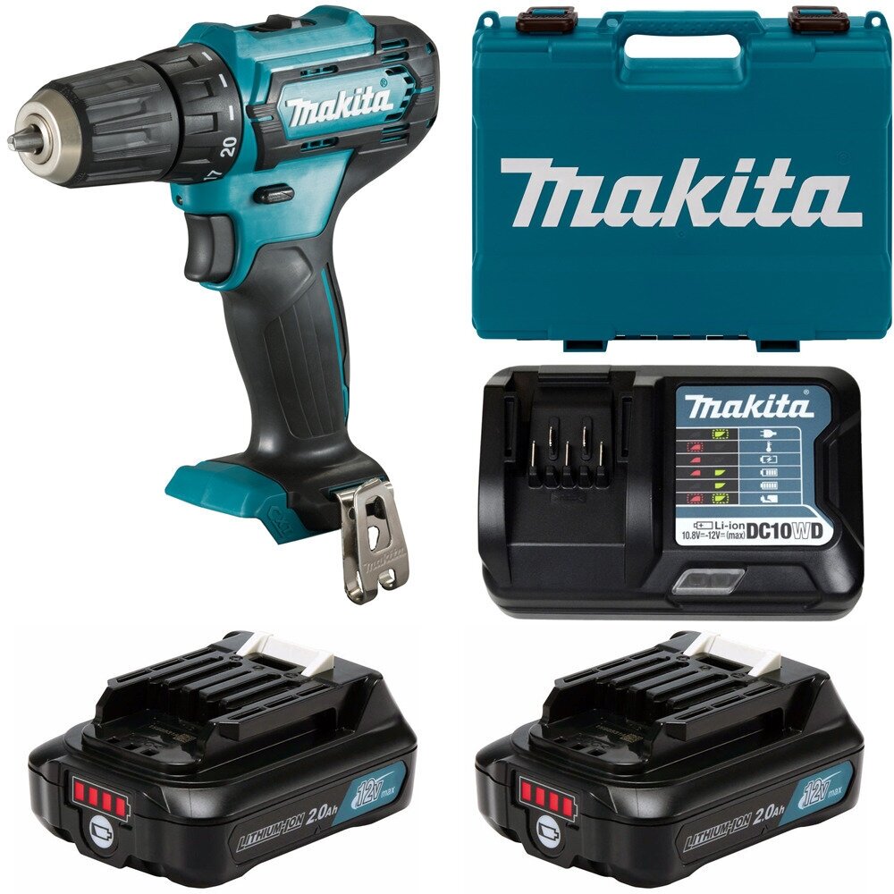 Дрель-шуруповерт аккумуляторная Makita DF333DWAE CXT 12В 2х2Ач