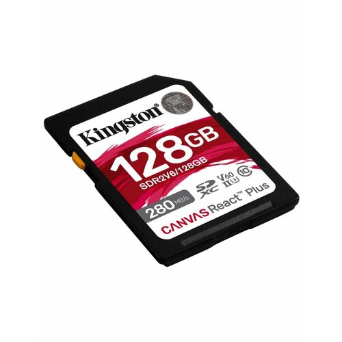 Карта памяти Kingston 128ГБ Canvas React SDXC UHS-II V60 Plus R280/W100 MB/s