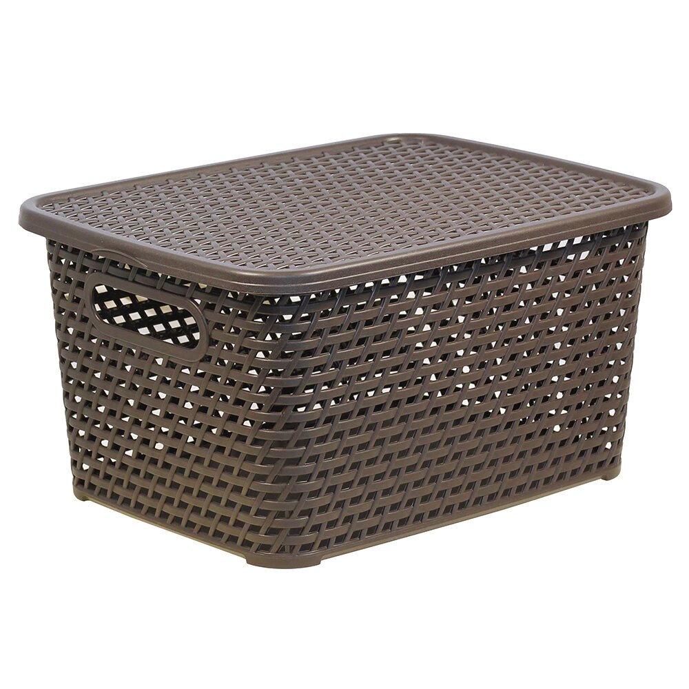 Корзина для хранения IDEA Ротанг с крышкой 28x19x37 см 13 л коричневая