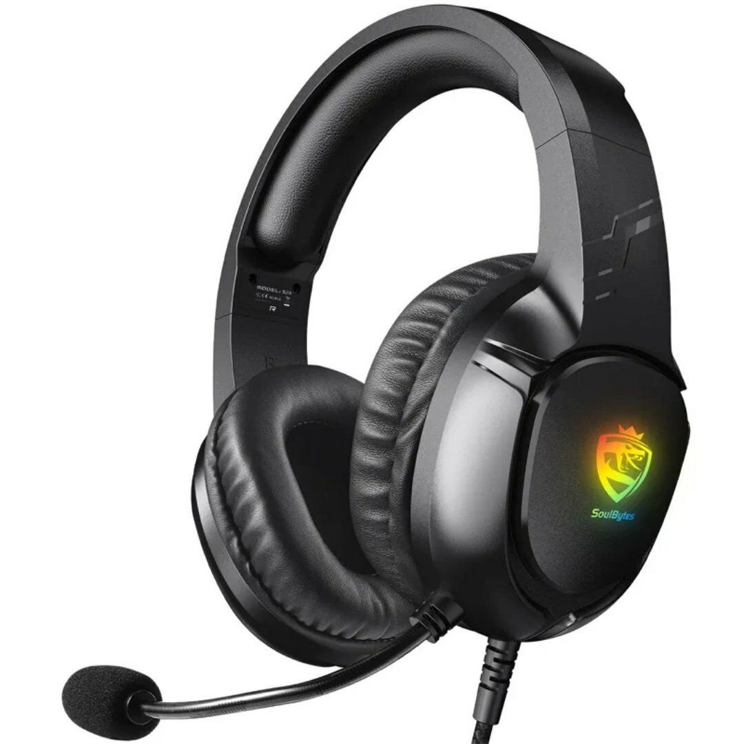 Игровые наушники SOULBytes S20, RGB-подсветка, вкладыши, черный
