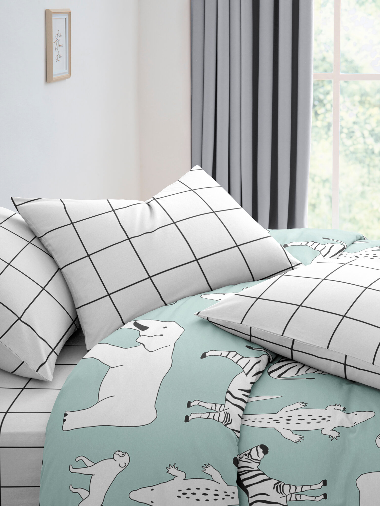 Постельное белье 1 5 спальный комплект наволочки 70х70 Веселина Животные 100% хлопок ткань бязь