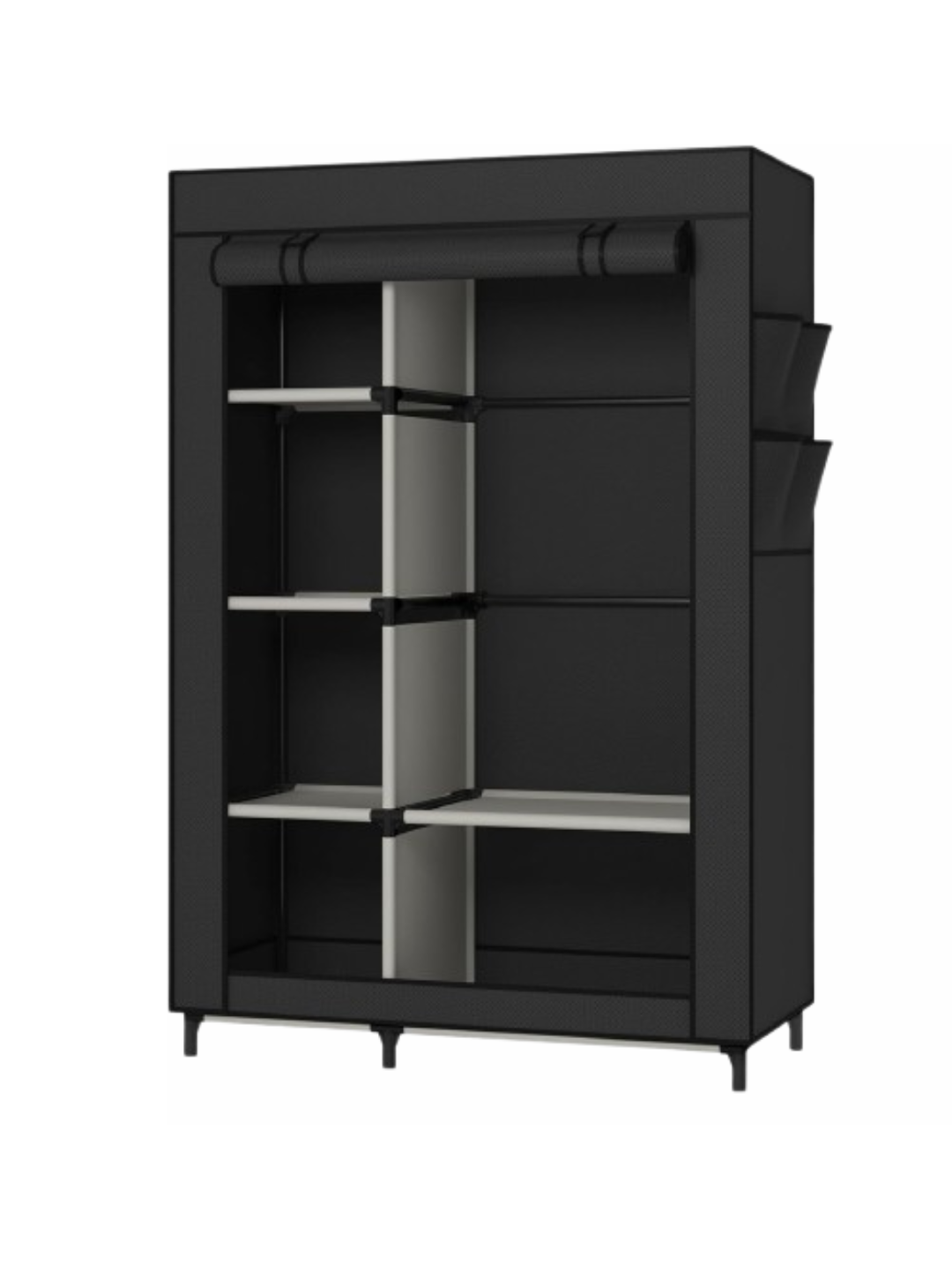 Тканевый шкаф для одежды с полками, складной, разборный, 105x45x170 см