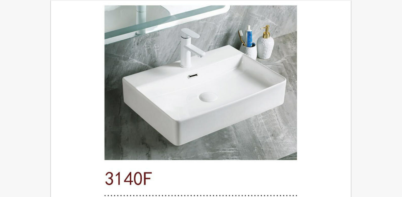 Раковина накладная OSSO 3140F WHITE , керамическая, квадратная, белая, для ванной комнаты