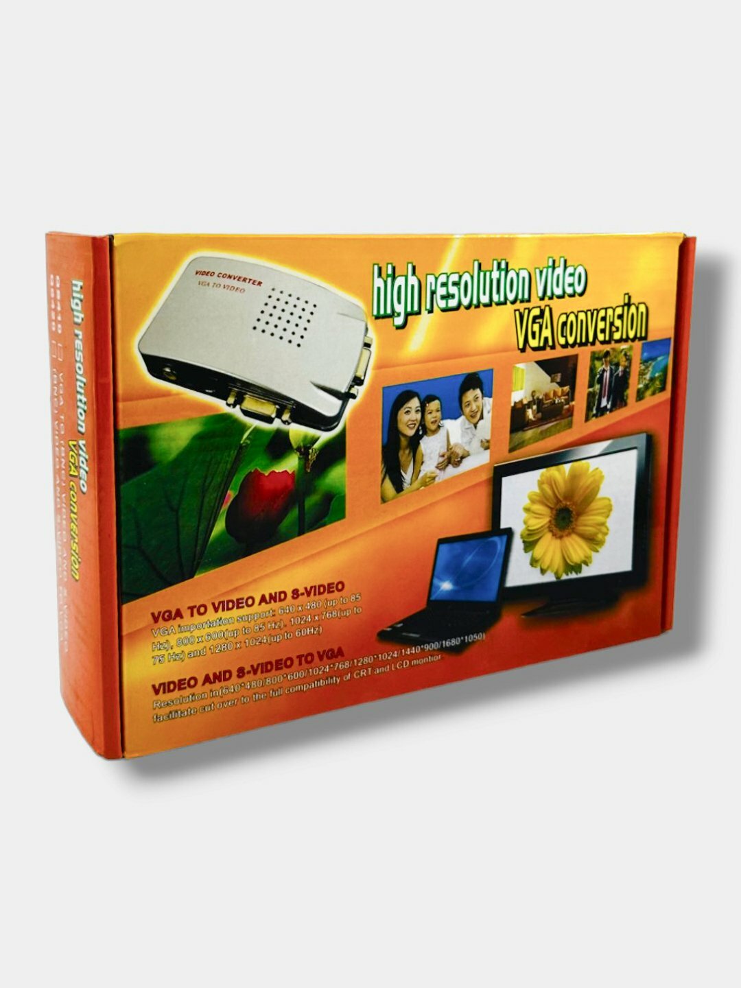 VGA(ВГА) на тюльпан конвертер, С тюльпан на VGA(ВГА) - VGA(ВГА) на Тюльпан конвертер жёлтая коробка указана в первой фотографии