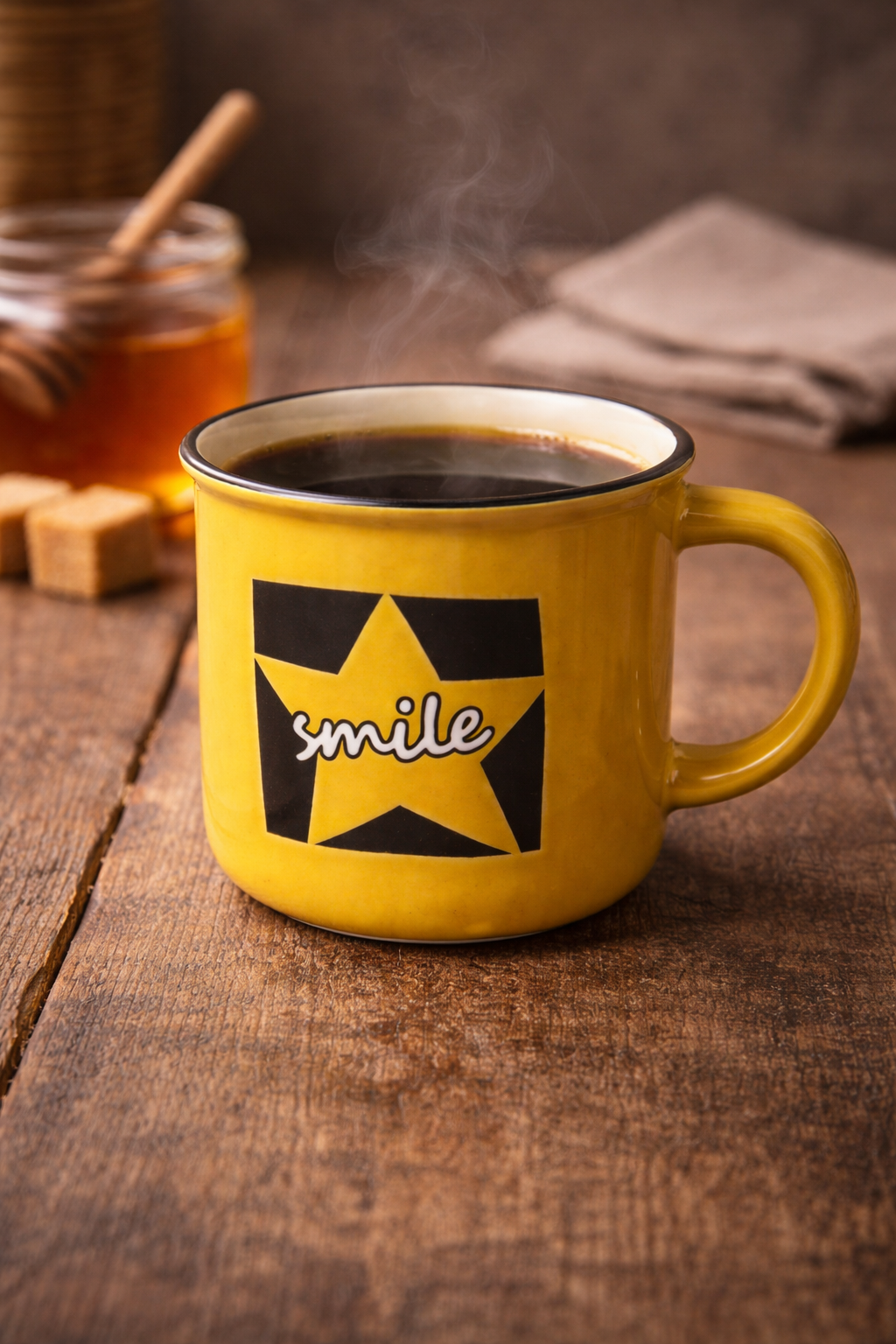 Керамическая кружка "SMILE" желтого цвета для чая и кофе 250 мл,1 шт. элегантного дизайна