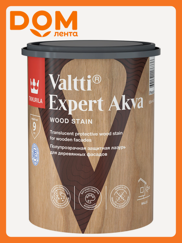 Изображение товара Лазурь антисептическая Tikkurila/Tikkivala Valtti Expert Akva Бесцветный 0,9 л полуматовая