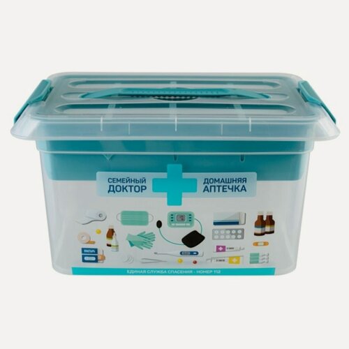 Изображение товара Контейнер для лекарств Полимербыт Smartbox M 6 л с вкладышем — удобная домашняя аптечка для хранения медикаментов