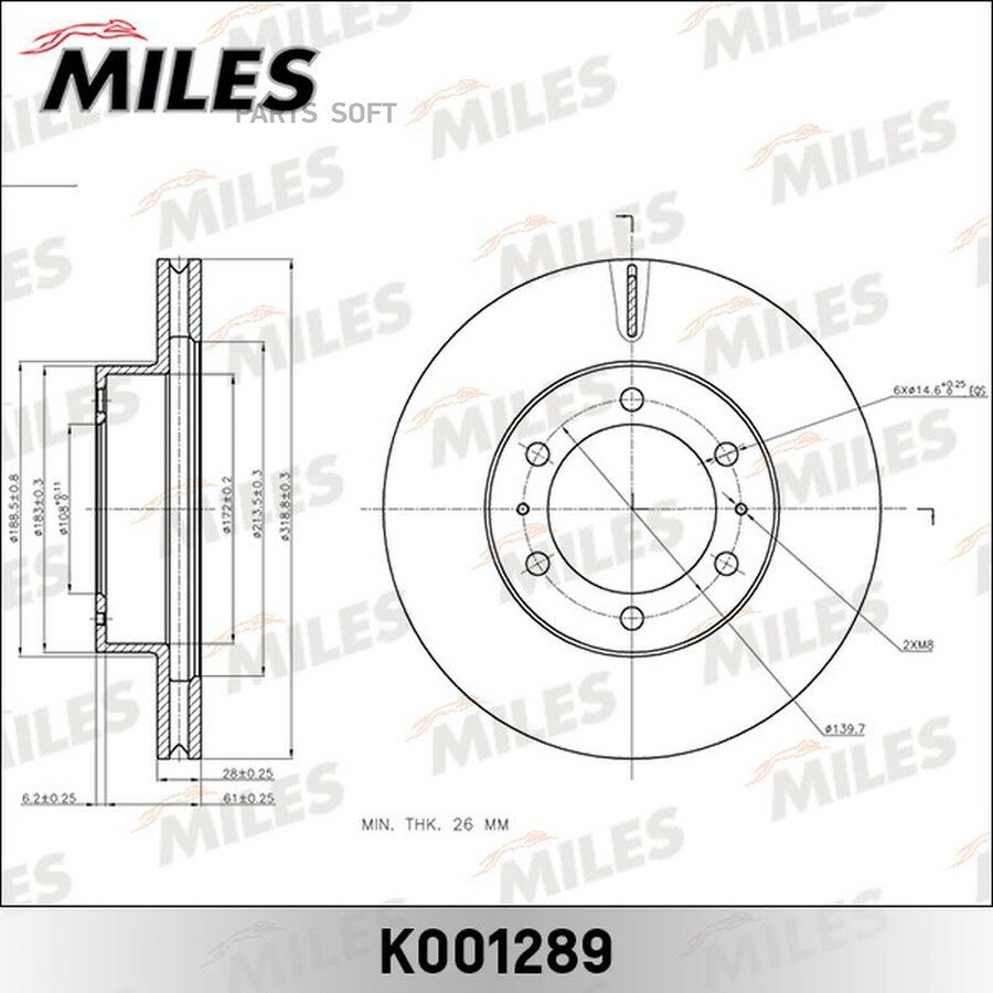 MILES K001289 Диск тормозной TOYOTA LAND CRUISER 150 10- передний ()