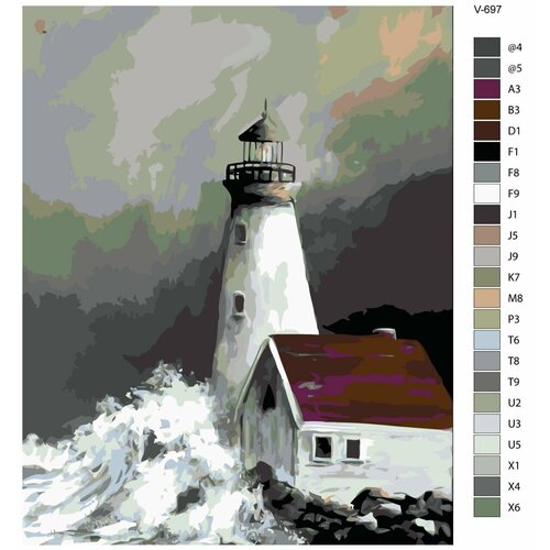 фото Картина по номерам v-697 "маяк во время шторма", 40x50 см brushes-paints