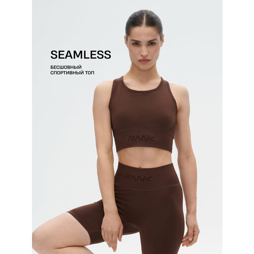 фото Топ спортивный rank seamless top, размер m, коричневый