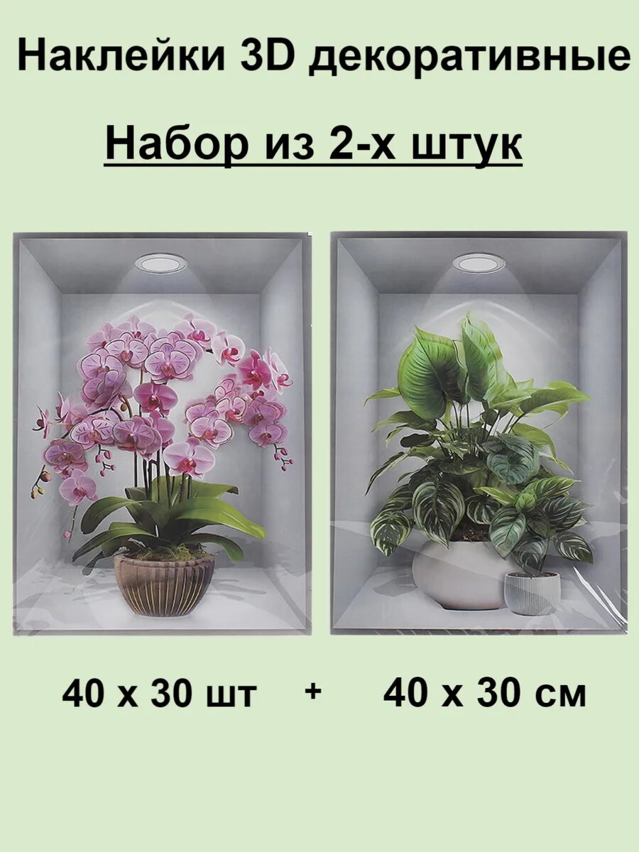 Интерьерные наклейки 3д на стену мебель Растения Цветы