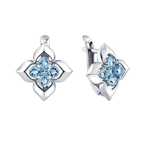 фото Серьги diamant online, белое золото, 585 проба, топаз, длина 1.4 см, , голубой