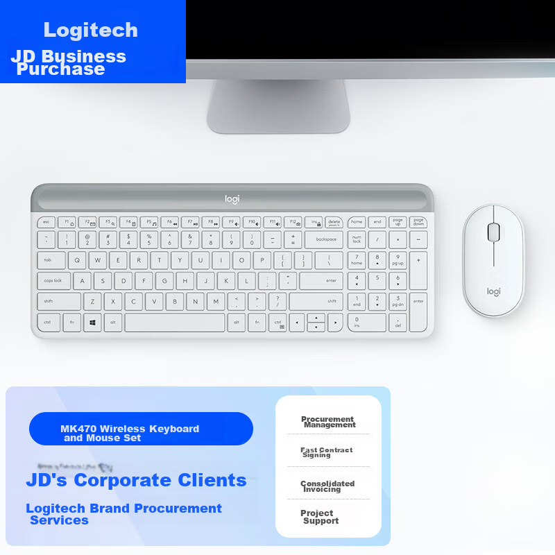Клавиатура и мышь Logitech MK470 Enterprise Wireless Membrane with 2.4G Wireless Receiver, White