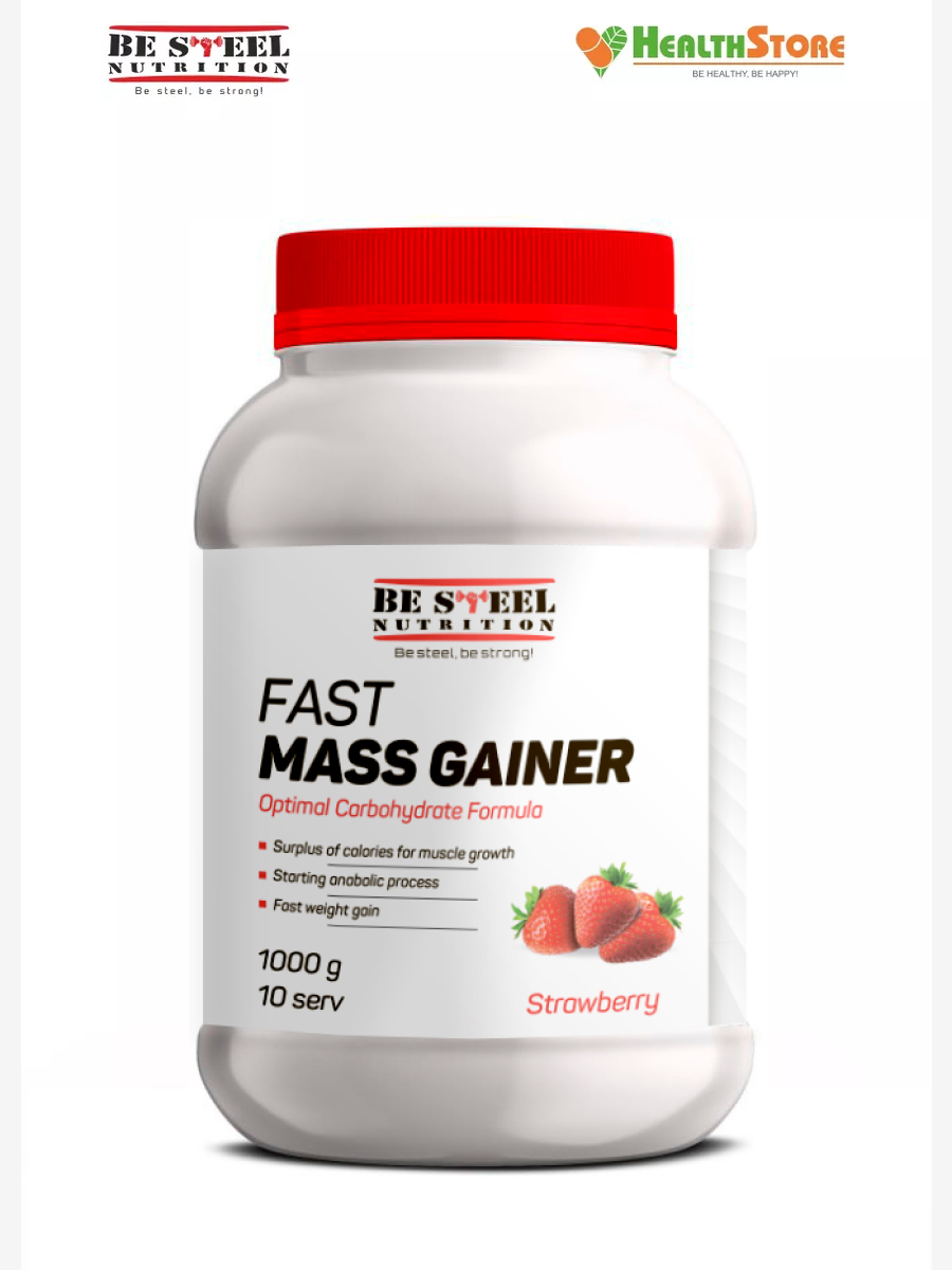 Be Steel Nutrition Fast Mass Gainer 1кг (клубника) гейнер для набора массы