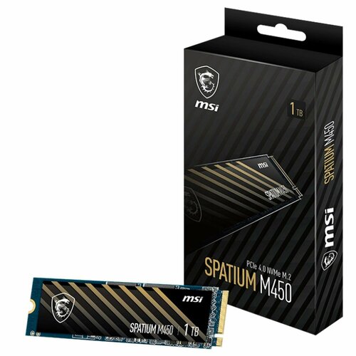 Твердотельный накопитель SSD MSI M2 2280 1TB SPATIUM M450 Client SSD S78-440L0M0-P83 PCIe Gen4x4 with NVMe 3D TLC R W 3600 3000 7123₽